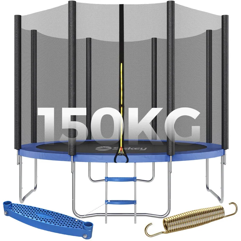 Sekey Trampolin Ø 366 cm für Garten – TÜV/GS-zertifiziertes Outdoor Trampolin mit Sicherheitsnetz, W-Beinen & Leiter – wetterfest & kindersicher, bis 150 kg belastbar