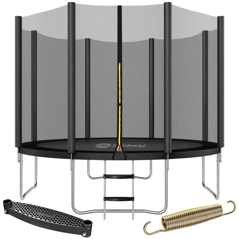 Sekey Trampolin Ø 305 cm für den Garten – TÜV/GS-zertifiziertes Outdoor Trampolin mit Sicherheitsnetz, W-Beinen & Leiter – bis 150 kg belastbar, wetterfest & kindersicher