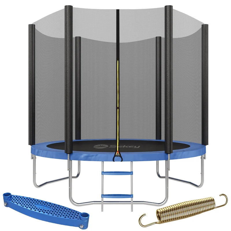 Sekey Trampolin Ø 244 cm für Garten – TÜV/GS-zertifiziertes Outdoor Trampolin mit Sicherheitsnetz, W-Beinen & Leiter – Wetterfest & stabil für Kinder ab 3 Jahren