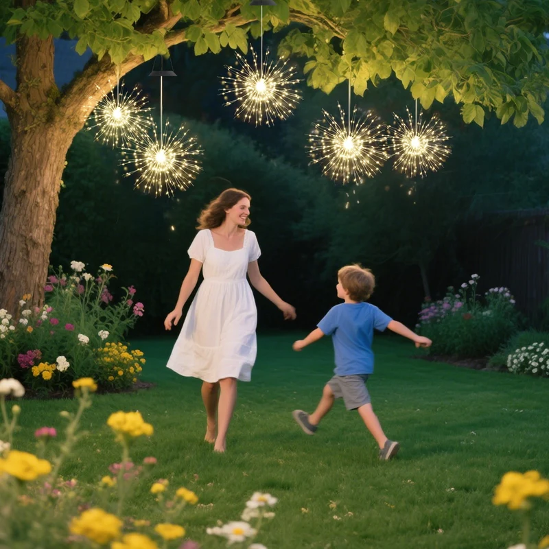 Salcar Solar LED Feuerwerkslichter warmweiß – 90 LEDs, IP44 wasserdicht, mit Haken, Automatik & Blinkmodus, 50 cm Deko für Garten, Balkon & Weihnachten