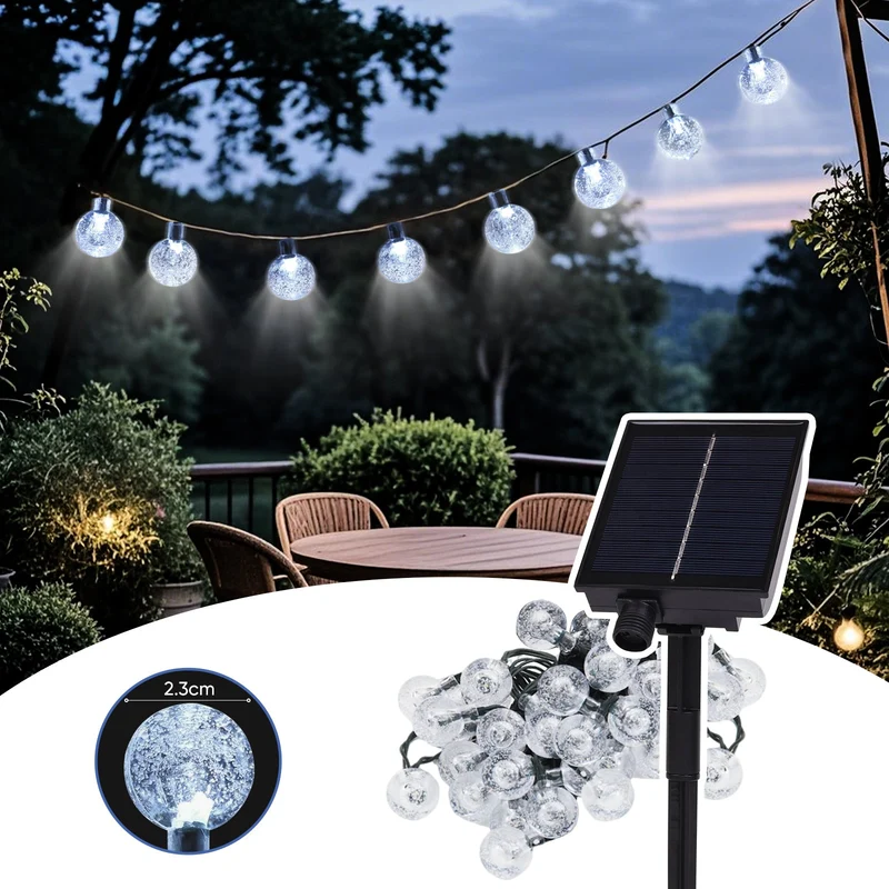 Salcar LED Lichterkette kaltweiß, solarbetrieben, wasserdicht – Ideal für Garten, Terrasse, Party & Weihnachten