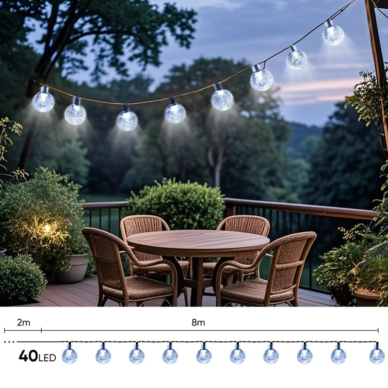 Salcar LED Lichterkette kaltweiß, solarbetrieben, wasserdicht – Ideal für Garten, Terrasse, Party & Weihnachten