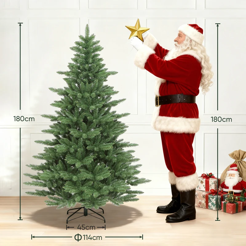Salcar Künstlicher Weihnachtsbaum aus 100% PVC – Naturgetreuer Tannenbaum mit dichtem Nadelkleid, stabilem Standfuß & Handschuhen – Wiederverwendbar, Sicher & Umweltfreundlich