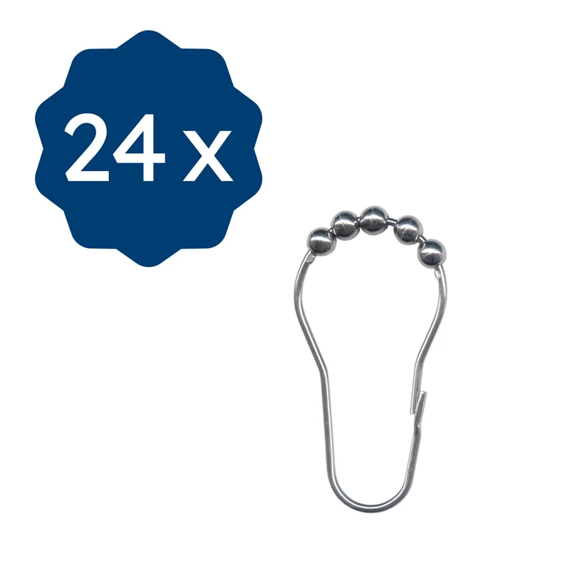 Doppelpack Duschvorhang-Ringe BOCCIA Chromfarben Set 24-teilig