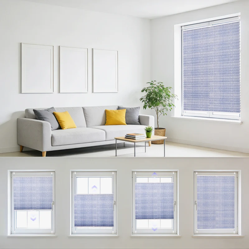 Sekey Plissee ohne Bohren Lichtschutz Rollo Klemmfix aus Vliesstoff für Fenster & Türen, Blau
