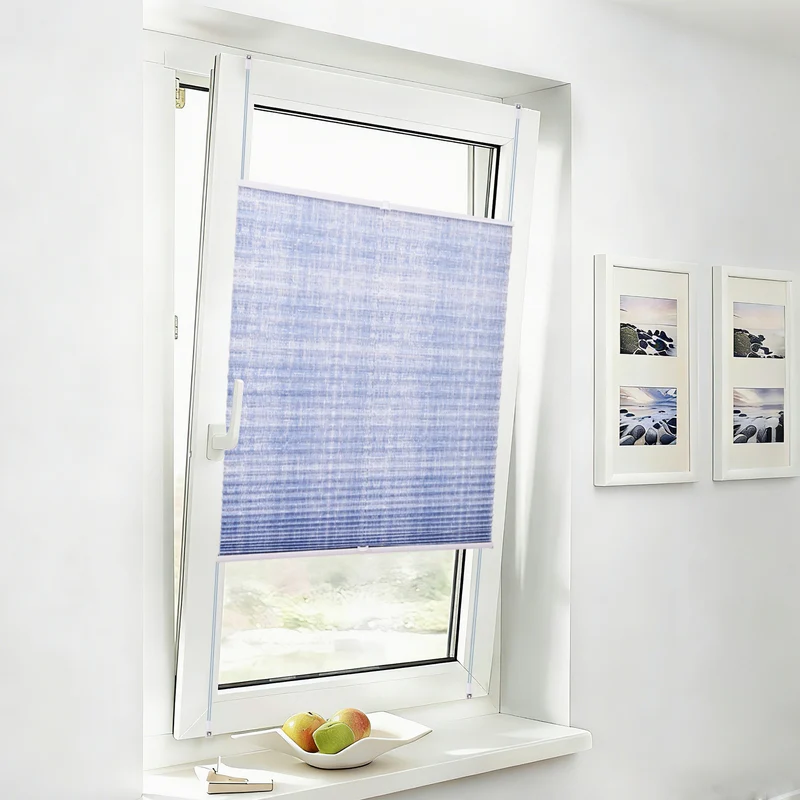 Sekey Plissee ohne Bohren Lichtschutz Rollo Klemmfix aus Vliesstoff für Fenster & Türen, Blau