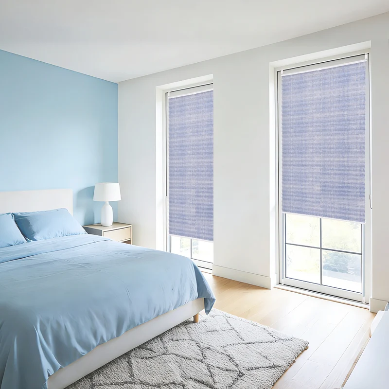 Sekey Plissee ohne Bohren Lichtschutz Rollo Klemmfix aus Vliesstoff für Fenster & Türen, Blau