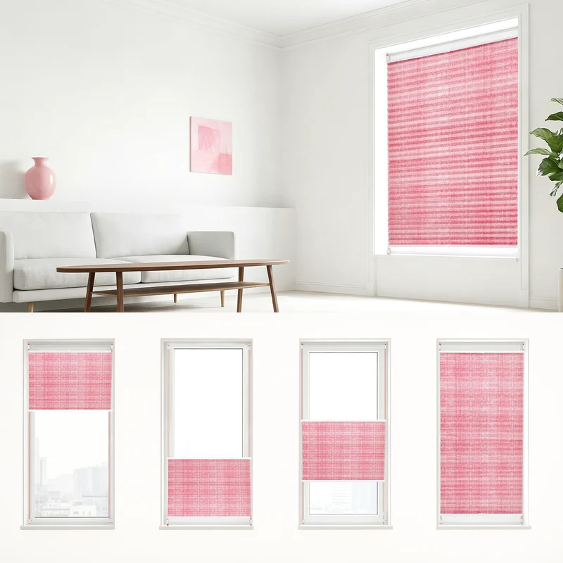 Sekey Plissee ohne Bohren Lichtschutz Rollo Klemmfix aus Vliesstoff für Fenster & Türen, Rosa