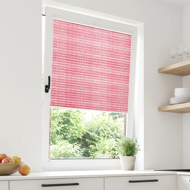 Sekey Plissee ohne Bohren Lichtschutz Rollo Klemmfix aus Vliesstoff für Fenster & Türen, Rosa