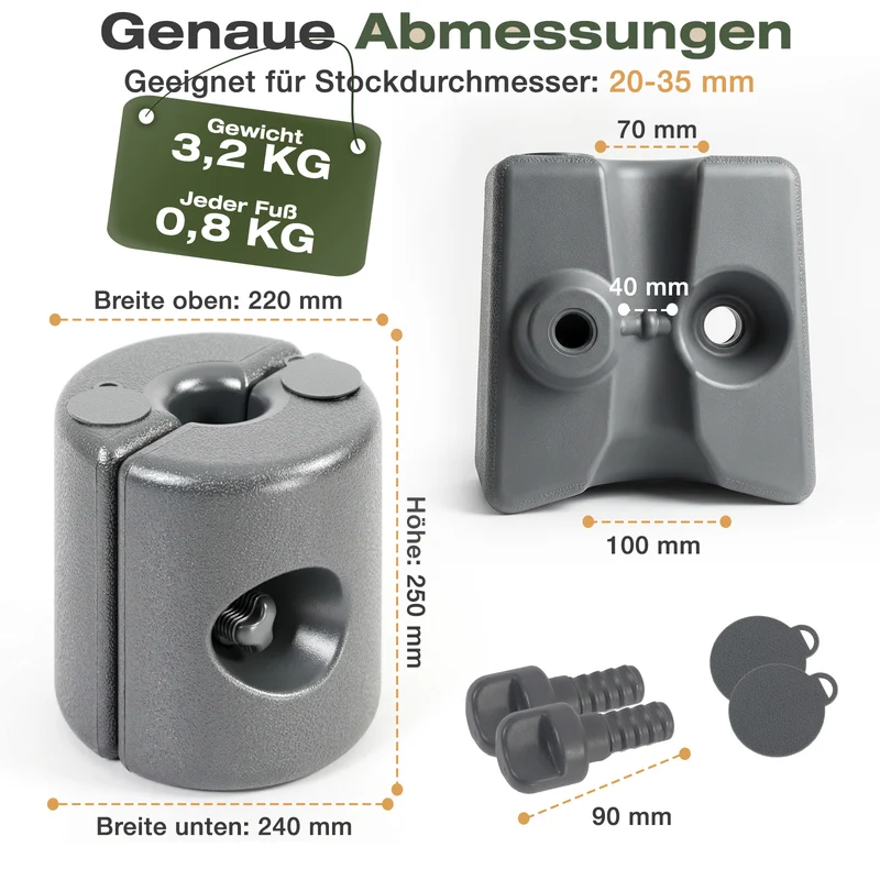Sekey Pavillon Gewichte 4er Set – bis 64 kg befüllbar mit Wasser & Sand, HDPE wetterfest, Standfüße für Pavillon, Gartenzelt & Partyzelt, einfache Montage