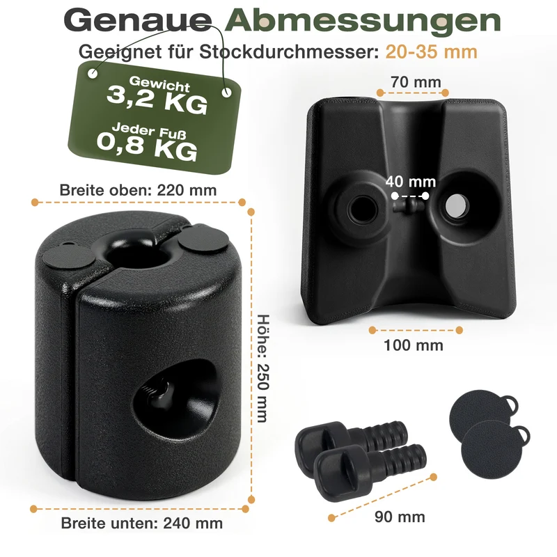 Sekey Pavillon Gewichte 4er Set – bis 64 kg befüllbar mit Wasser & Sand, HDPE wetterfest, Standfüße für Pavillon, Gartenzelt & Partyzelt, einfache Montage