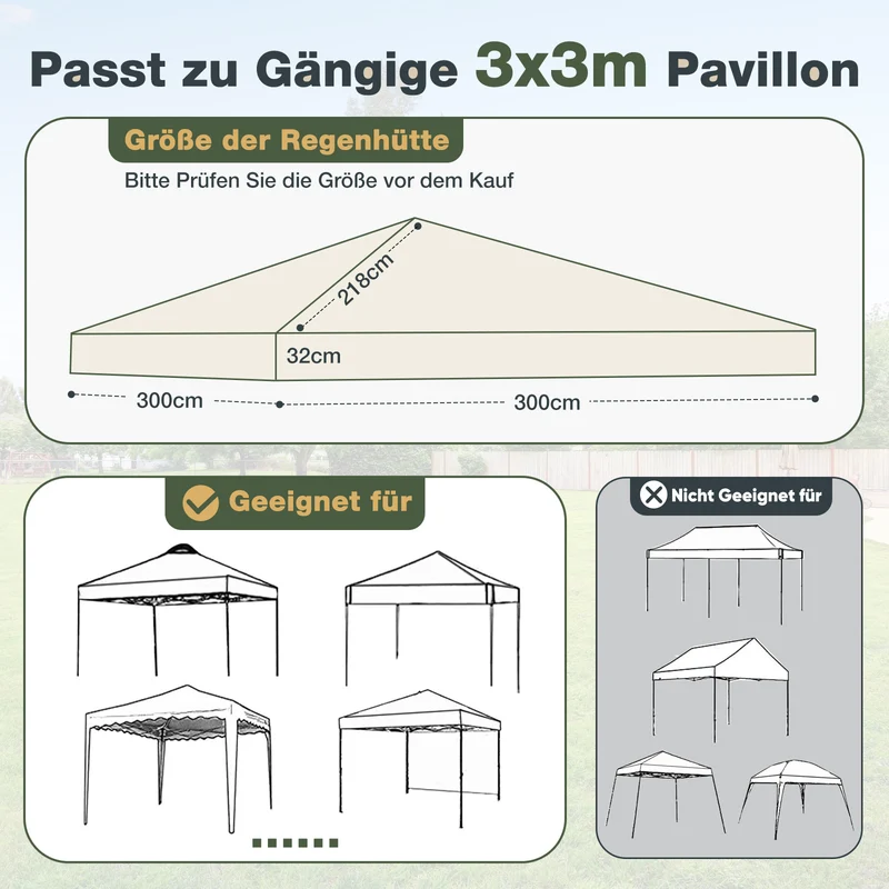 Sekey Pavillon Ersatzdach 3x3 Transparent – Wasserdicht & Winterfest, 270g/m² EVA Dachplane Stabil, Ersatzdach für Pavillon 3x3 für Garten, Terrasse & Outdoor