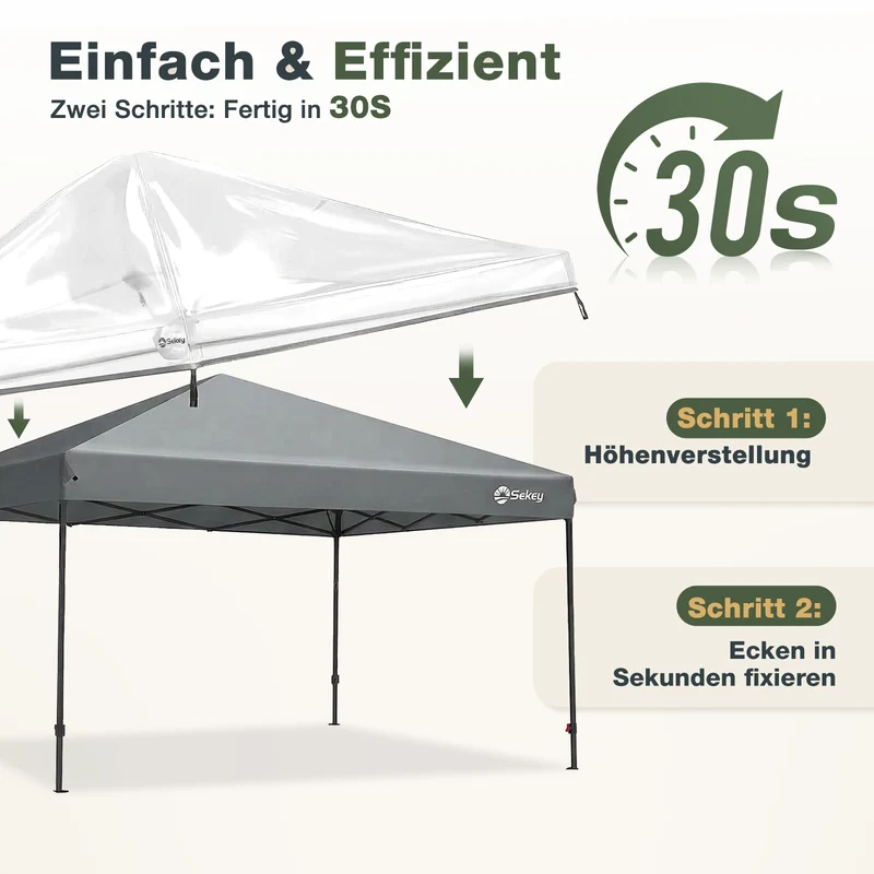 Sekey Pavillon Ersatzdach 3x3 Transparent – Wasserdicht & Winterfest, 270g/m² EVA Dachplane Stabil, Ersatzdach für Pavillon 3x3 für Garten, Terrasse & Outdoor