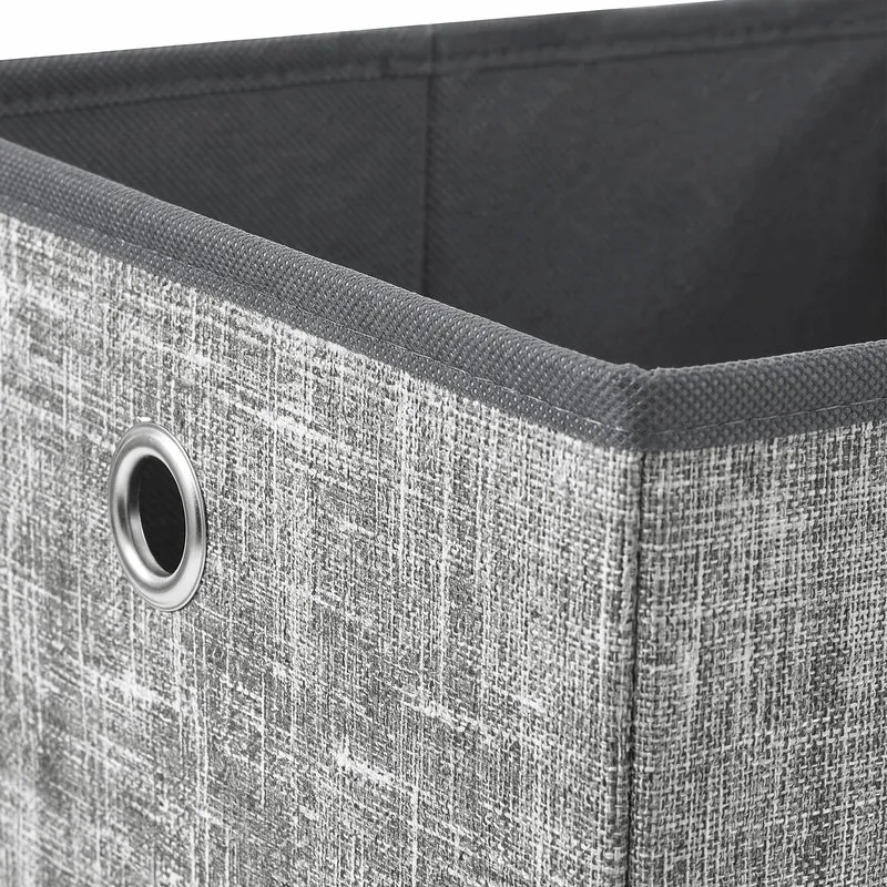 Sekey Aufbewahrungsboxen 6er Set 33 × 33 × 33 cm – Faltbare Stoffboxen mit Grifföse, stabile Ordnungsboxen für Kallax-Regale, Hellgrau