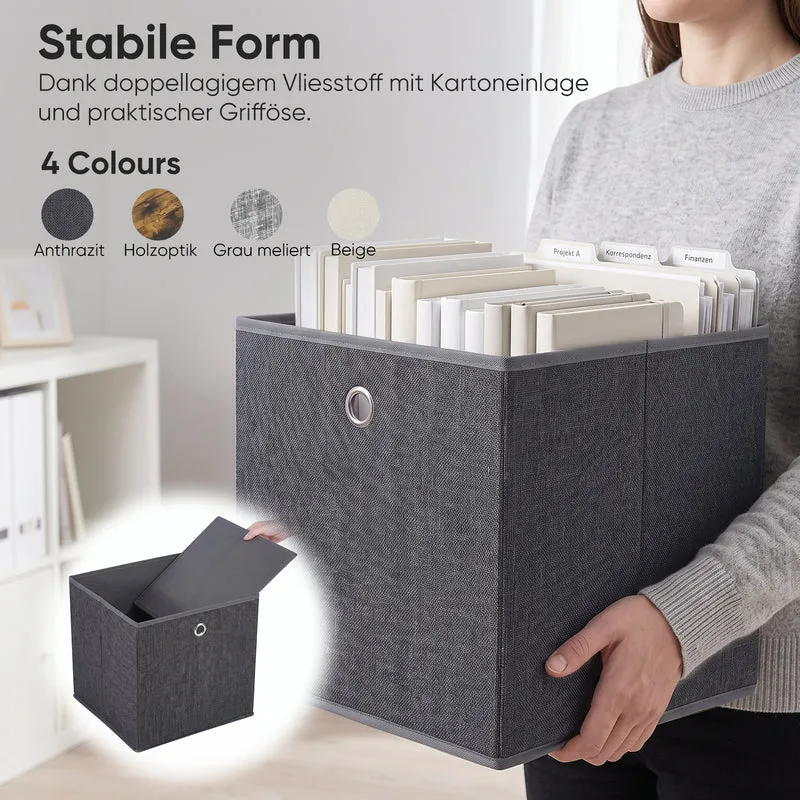 Sekey Aufbewahrungsboxen 6er Set 33 × 33 × 33 cm – Faltbare Stoffboxen mit Grifföse, stabile Ordnungsboxen für Kallax-Regale, Grau
