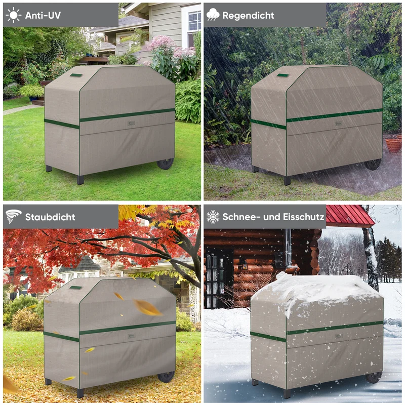 Sekey Grill-Schutzhülle 162×62×112 cm – Wetterfeste Grillabdeckung für Holzkohlegrill & Grillwagen, Wasserabweisend, UV-beständig, Windfest