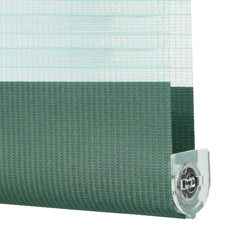 Sekey Doppelrollo Duo Rollo Klemmfix ohne Bohren – Grünes Zebra Rollo mit extra breiten Stoffbahnen (Naturgrün & Dunkelgrün)