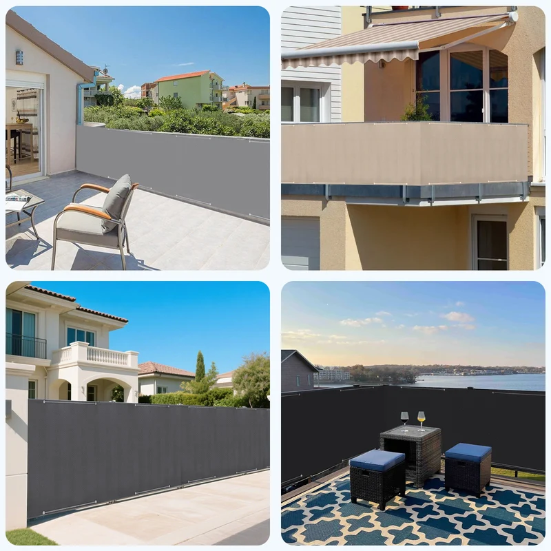 Sekey Balkon Sichtschutz blickdicht – 100% Privatsphäre, wetterfest & UV-beständig, mit Ösen, Kordel & Kabelbindern (PES, schwarz)