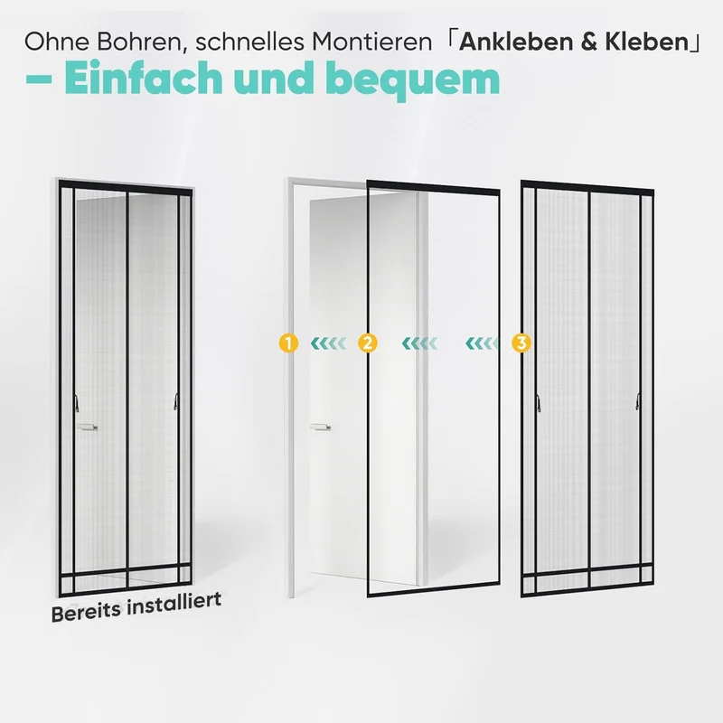 Sekey Magnet Fliegengitter für Balkontür – Zuschneidbar, Insektenschutz ohne Bohren, mit 4 cm Klettband & Doppelnähten, Schwarz – Ideal für Balkon, Terrasse & Schlafzimmer
