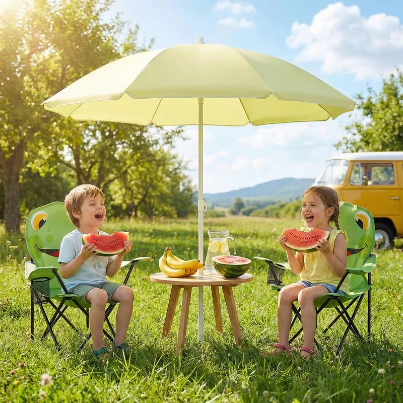 Sunula Kinder Klappstuhl Outdoor – Campingstuhl mit Frosch-Motiv & Getränkehalter, leicht & stabil, faltbar für Garten, Picknick & Camping