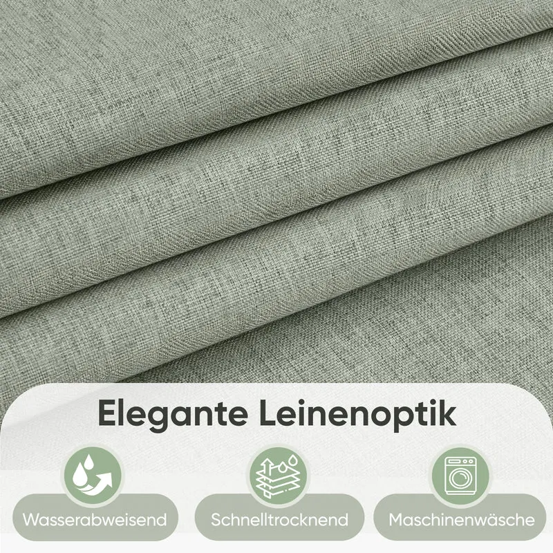 Sekey Duschvorhang, Grün, Wasserabweisender Badvorhang in Leinenoptik, 100 % Polyester, mit Beschwerungsband & 8 Duschvorhangringen, Waschbar bei 30 °C