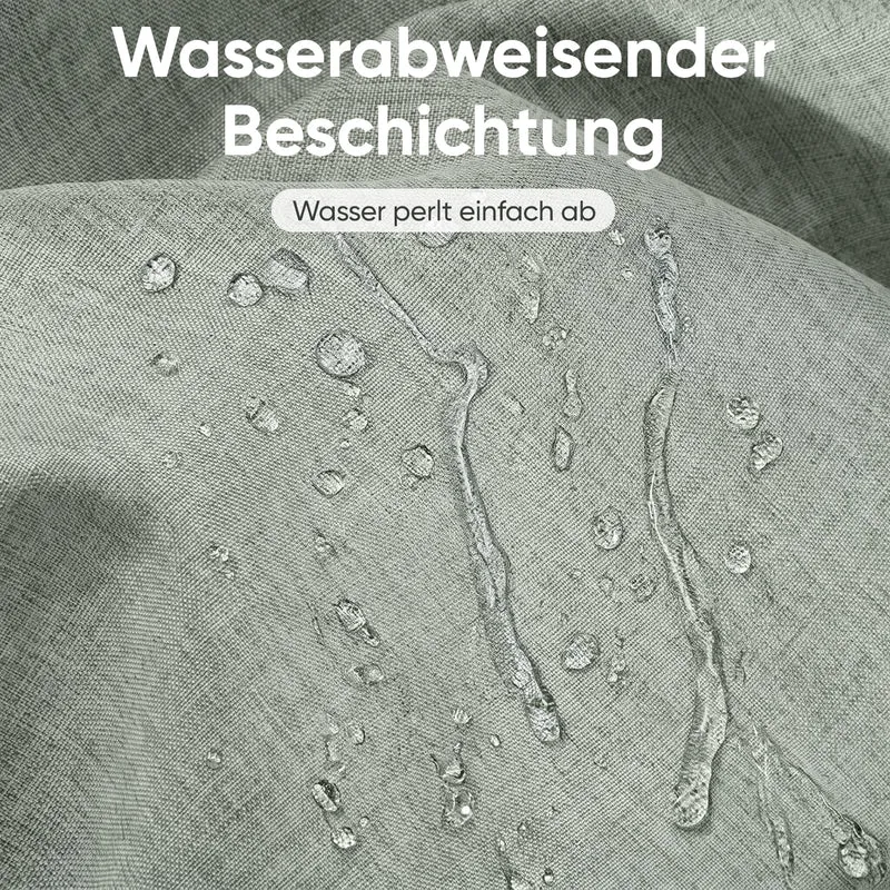 Sekey Duschvorhang, Grün, Wasserabweisender Badvorhang in Leinenoptik, 100 % Polyester, mit Beschwerungsband & 8 Duschvorhangringen, Waschbar bei 30 °C