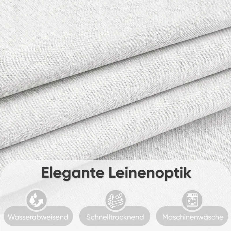 Sekey Duschvorhang, Weiß, Wasserabweisender Badvorhang in Leinenoptik, 100 % Polyester, mit Beschwerungsband & 8 Duschvorhangringen, Waschbar bei 30 °C