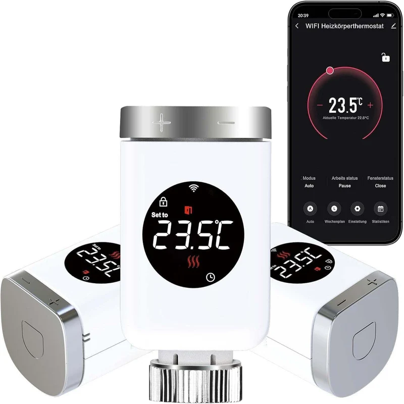 Salcar Smartes WLAN Heizkörperthermostat – Programmierbares WiFi Thermostat mit Tuya App, App-Steuerung, kompatibel mit Amazon Alexa & Google Assistant, ohne Gateway