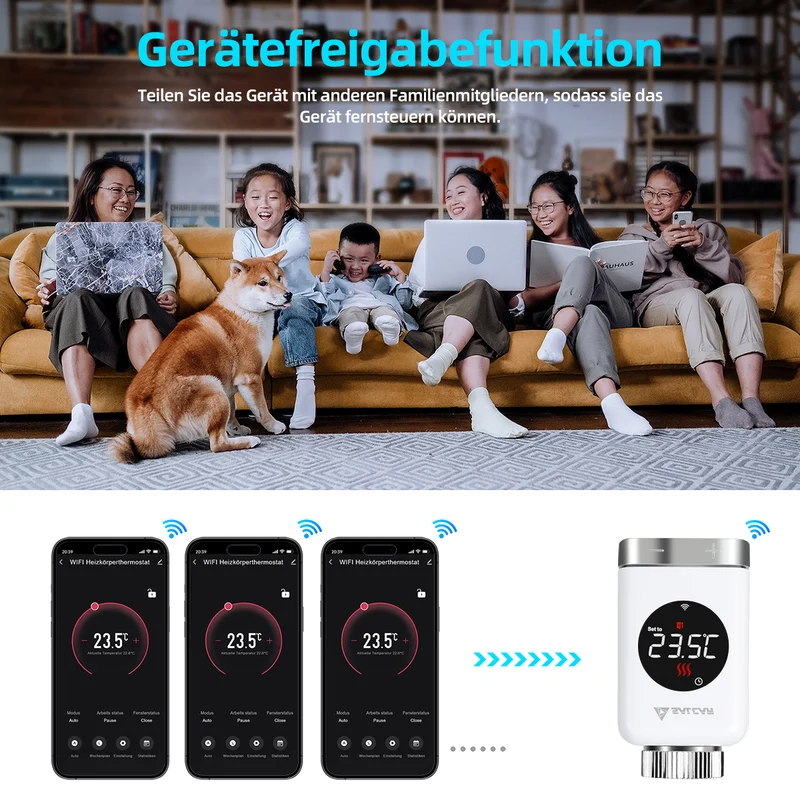 Salcar Smartes WLAN Heizkörperthermostat – Programmierbares WiFi Thermostat mit Tuya App, App-Steuerung, kompatibel mit Amazon Alexa & Google Assistant, ohne Gateway
