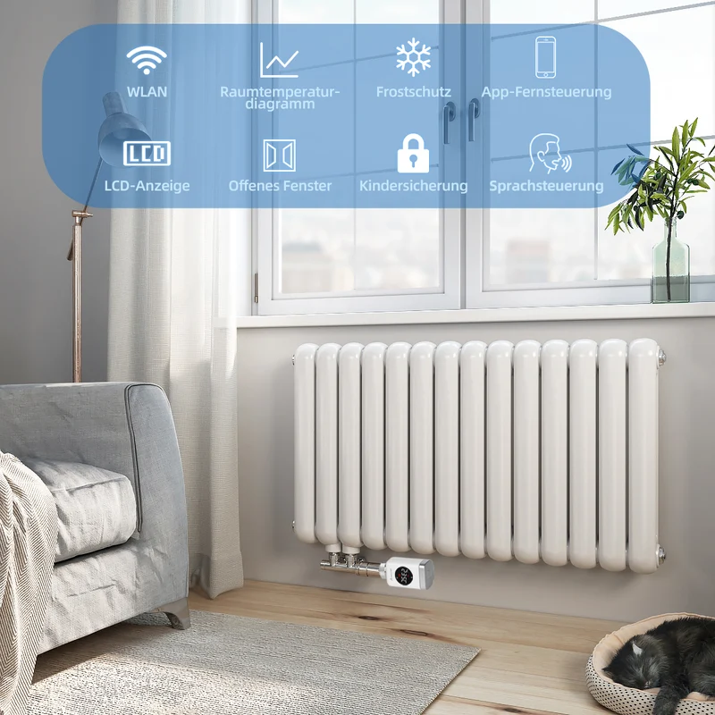 Salcar Smartes WLAN Heizkörperthermostat – Programmierbares WiFi Thermostat mit Tuya App, App-Steuerung, kompatibel mit Amazon Alexa & Google Assistant, ohne Gateway