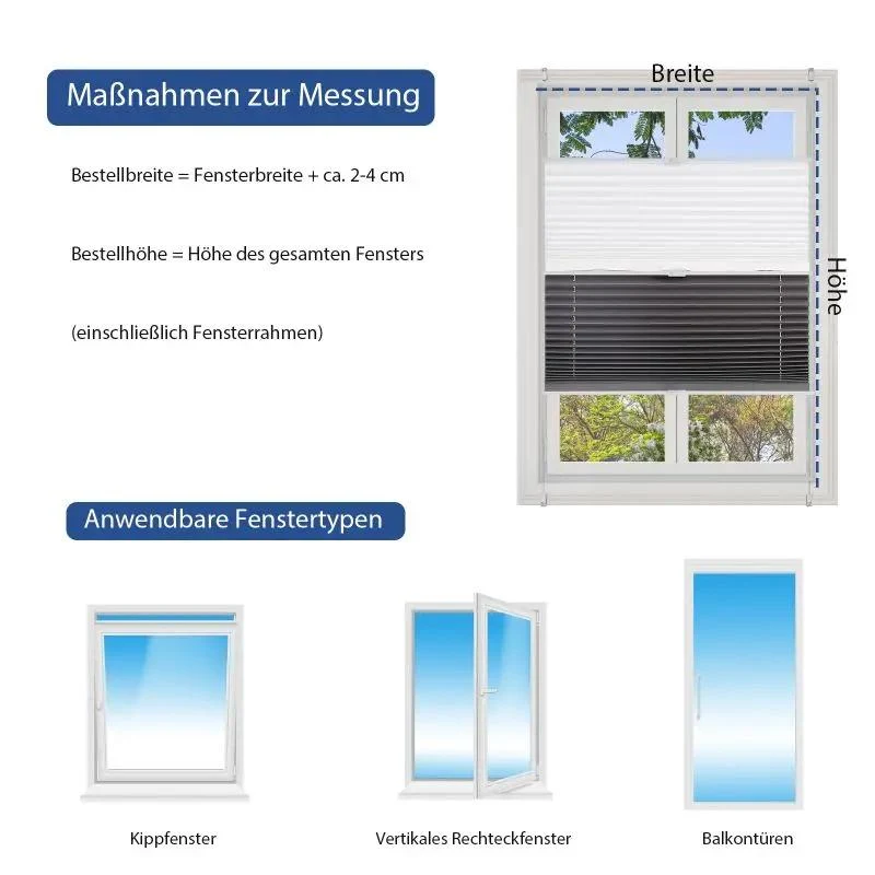 Sekey Plissee Day & Night Doppelplissee ohne Bohren, Klemmfix Fensterplissee mit frei umschaltbarer Verdunkelung, Lichtdurchlässig, 100 % blickdicht, Verspannt