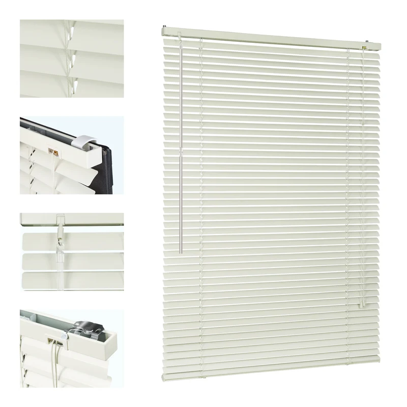 Sekey Aluminium-Jalousie ohne Bohren, 25mm Alu-Lamellen, Creme