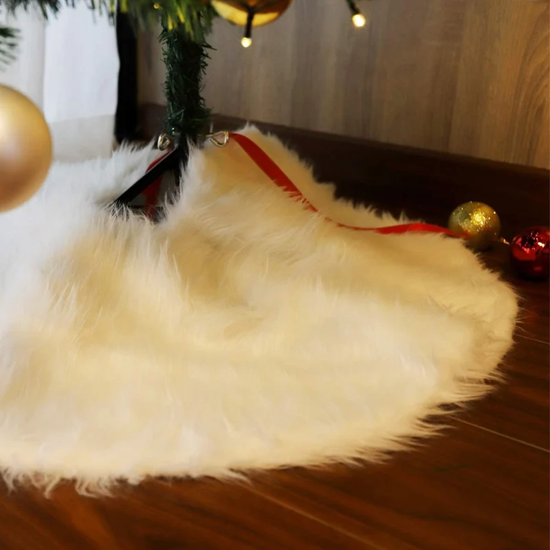 Salcar Weihnachtsbaumdecke Weiß – Runde Plüsch Christbaumdecke aus Kunstfell, Deko für Weihnachtsbaum, Party & Hochzeit