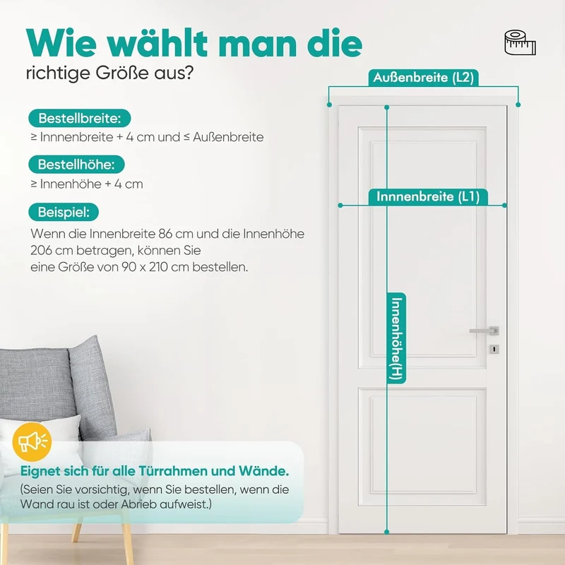 Sekey Magnetisches Fliegengitter für Balkontür – Ohne Bohren, Katzensicher & Reißfest, Insektenschutz mit Klettverschluss & Extra Breitem Klebeband
