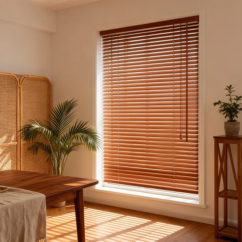 Sekey Holzjalousie Klemmfix ohne Bohren Echtholz Jalousie mit 35 mm Lamellen in Eichenoptik, flexible Montage für Fenster