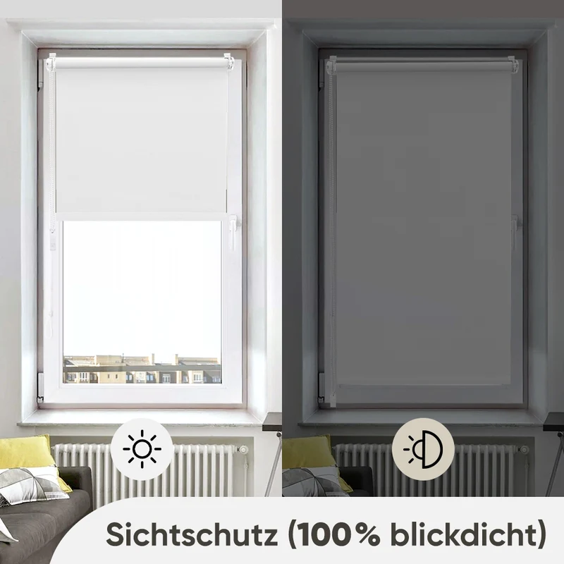 Sekey Verdunkelungsrollo ohne Bohren, Seitenzugrollo mit 100% Lichtschutz, Klemmfix, energiesparend