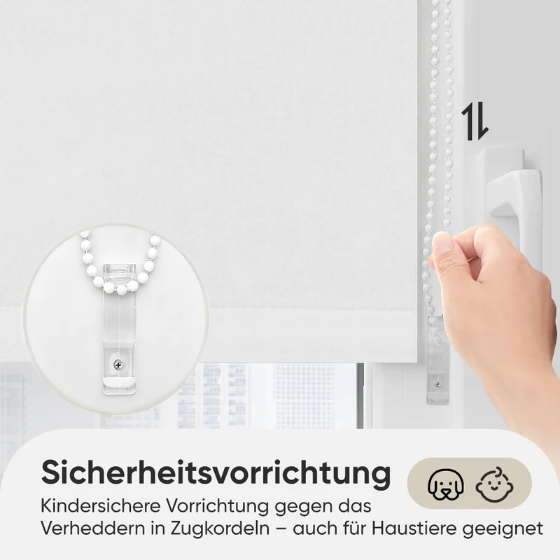 Sekey Verdunkelungsrollo ohne Bohren, Seitenzugrollo mit 100% Lichtschutz, Klemmfix, energiesparend