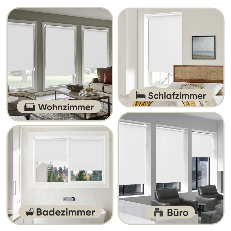 Sekey Verdunkelungsrollo ohne Bohren, Seitenzugrollo mit 100% Lichtschutz, Klemmfix, energiesparend