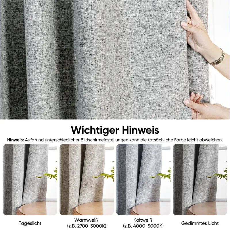 Sekey Verdunkelungsvorhang mit Ösen Blickdichter Vorhang für Wohnzimmer & Schlafzimmer, 100 % Lichtschutz, Hellgrau