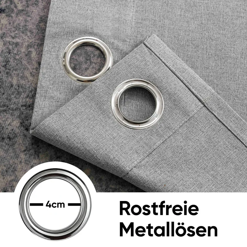 Sekey Verdunkelungsvorhang mit Ösen Blickdichter Vorhang für Wohnzimmer & Schlafzimmer, 100 % Lichtschutz, Hellgrau