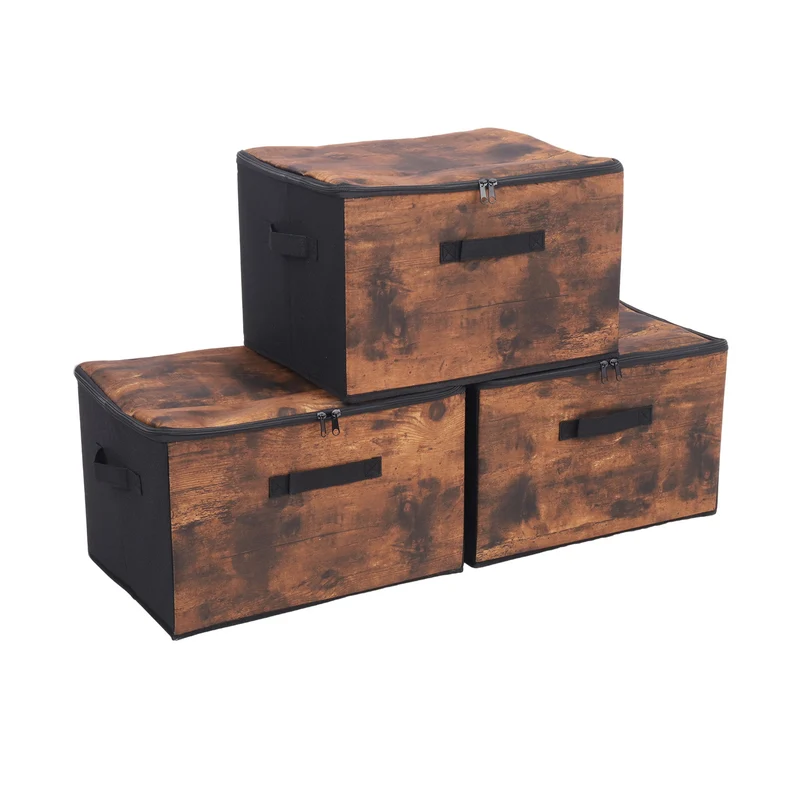 Sekey Aufbewahrungsboxen 3er Set mit Deckel | Stoffboxen 40 × 30 × 25 cm formstabil, faltbar & vielseitig einsetzbar