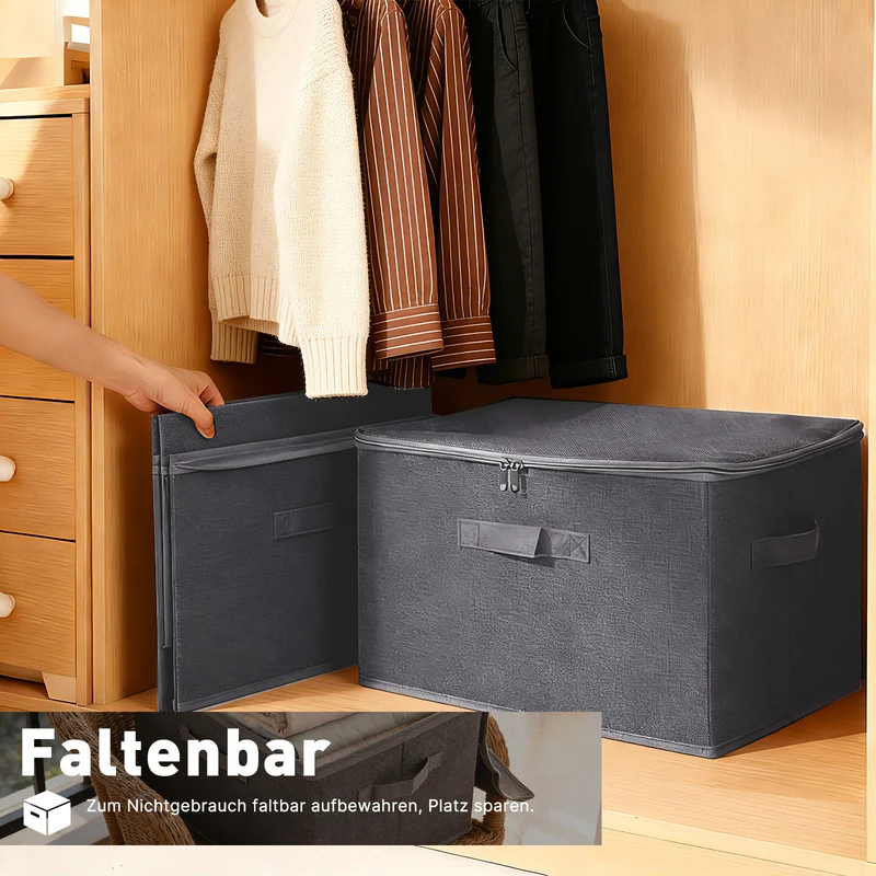 Sekey Aufbewahrungsboxen 3er Set mit Deckel | Stoffboxen 40 × 30 × 25 cm formstabil, faltbar & vielseitig einsetzbar