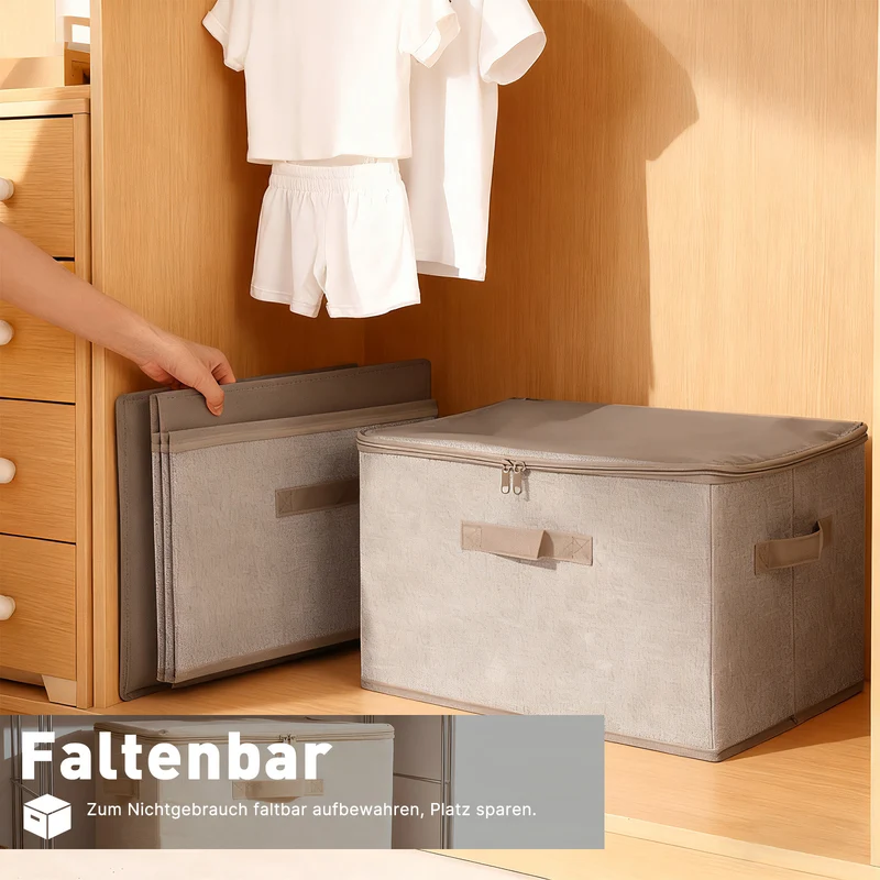 Sekey Aufbewahrungsboxen 3er Set mit Deckel | Stoffboxen 40 × 30 × 25 cm formstabil, faltbar & vielseitig einsetzbar