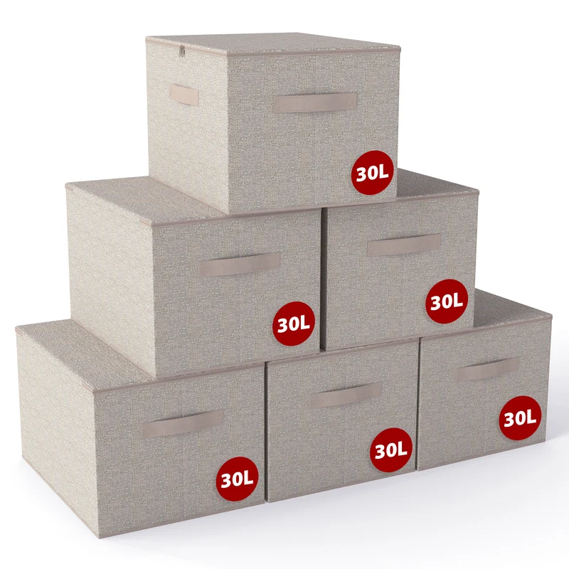 Sekey Aufbewahrungsboxen 3er Set mit Deckel | Stoffboxen 40 × 30 × 25 cm formstabil, faltbar & vielseitig einsetzbar