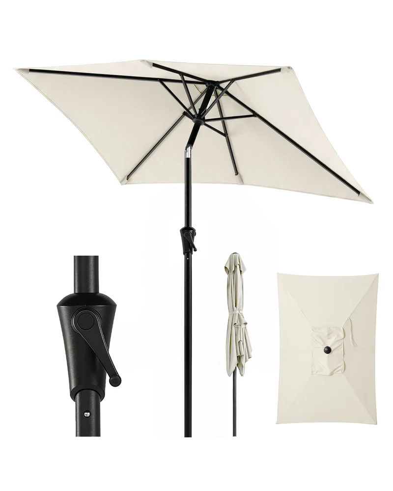Sunula Sonnenschirm Rechteckig mit Kurbelsystem – stabiler 38 mm Stahlrohr Gartenschirm mit Neigefunktion, UV-Schutz Marktschirm für Balkon, Terrasse & Garten