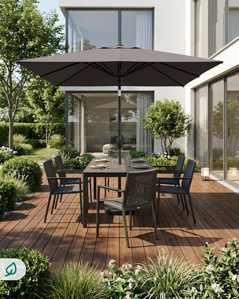 Sunula Sonnenschirm Rechteckig mit Kurbelsystem – stabiler 38 mm Stahlrohr Gartenschirm mit Neigefunktion, UV-Schutz Marktschirm für Balkon, Terrasse & Garten