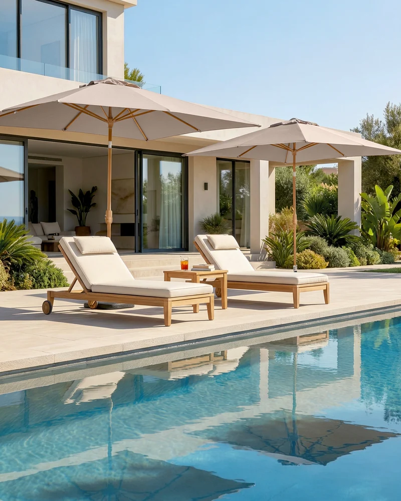 Sekey Sonnenschirm Balkon Holzoptik Rechteckig 200x150 cm – Höhenverstellbar, UV50+ Polyester, Aluminium Drehgelenk, Doppel-Seilzug, Winddach für Balkon, Garten und Terrasse