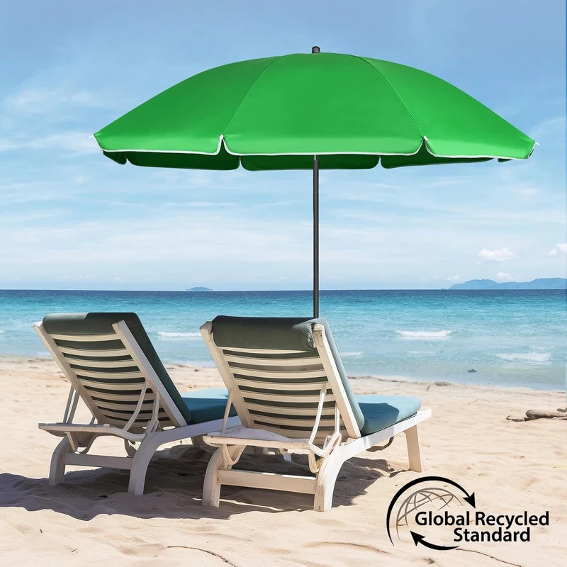 Sekey Sonnenschirm Ø160 cm rund – Strand- & Balkonschirm mit Neigungswinkel & Höhenverstellung, inkl. Schutzhülle, 140 g/m² Polyester, für Garten, Terrasse & Strand