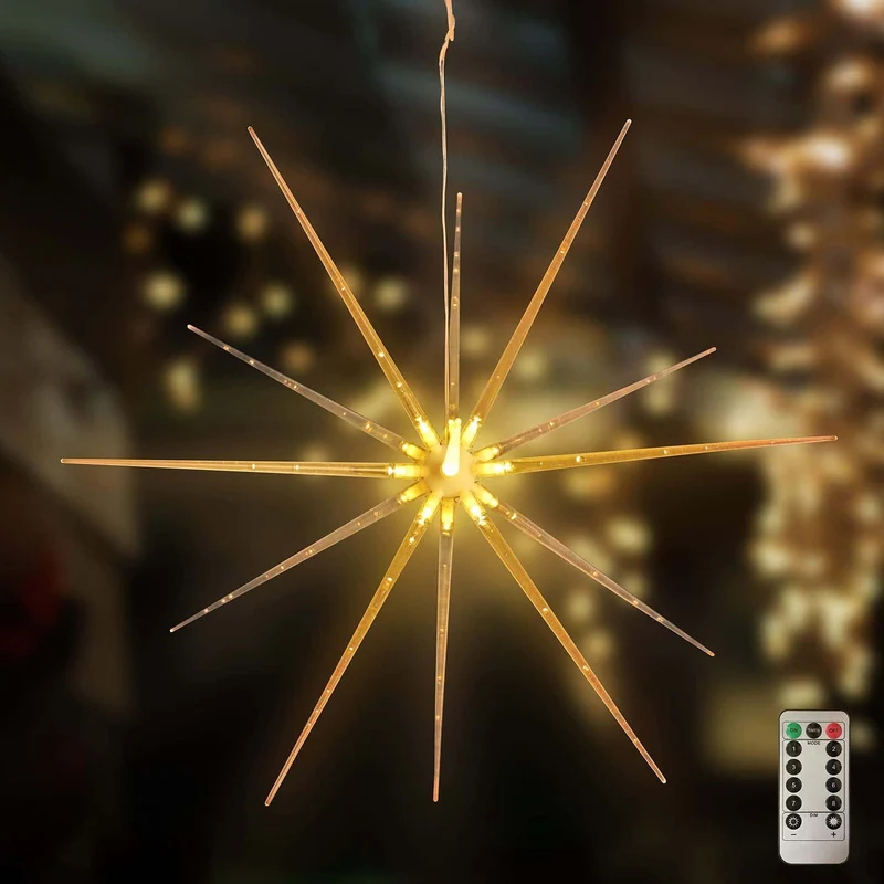 Salcar 3D LED Weihnachtsstern Beleuchtet – 48 cm Leuchtstern mit Fernbedienung, 8 Lichtmodi, Warmweiß, Batteriebetrieben, IP44, Weihnachtsdeko für Fenster, Haus & Garten