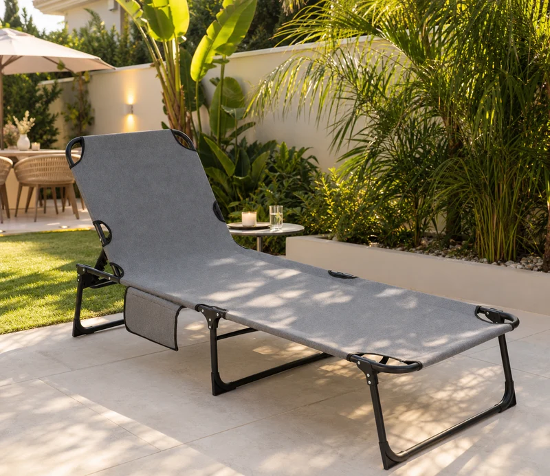 Sekey Campingliege Klappliege klappbar mit Matratze & Kopfkissen, 6-fach verstellbare Rückenlehne, Feldbett bis 150 kg, Gartenliege, Sonnenliege & Gästebett 190 × 68 cm